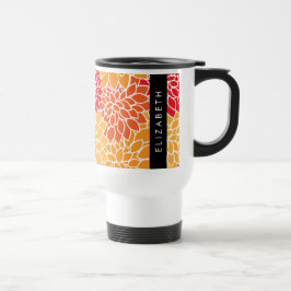 Taza De Viaje Patrón De Flores, Naranja Dahlia, Su Nombre