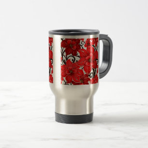 Taza De Viaje Patrón de Flores Rojas Viaje/Mug del viajero al tr