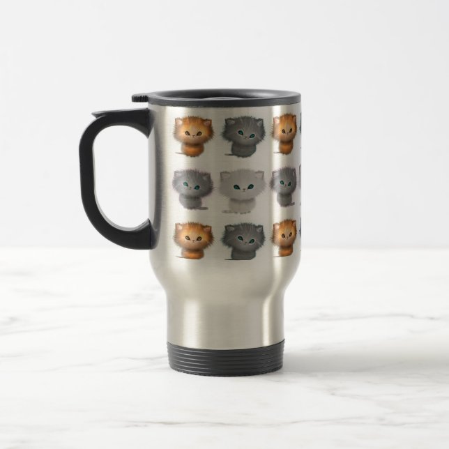 Taza De Viaje Patrón de Gatitos Esponjosos (Izquierda)