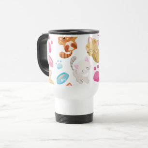 Taza De Viaje Patrón de gatos, gatos, gatitos, gatitos, patas