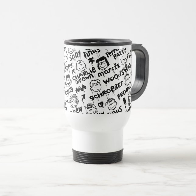 Taza De Viaje Patrón de graffiti de caracteres de cacahuete (Anverso derecho)