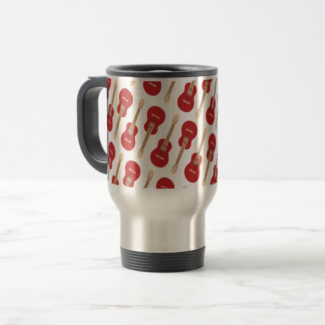 Taza De Viaje Patrón de Guitarra Roja (Anverso izquierdo)