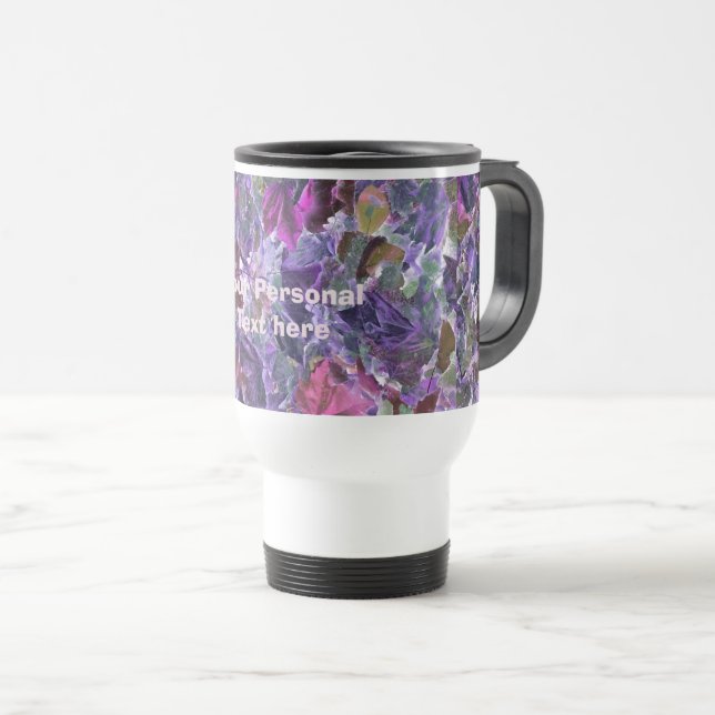 Taza De Viaje Patrón de hoja abstracta Foliedad púrpura (Anverso derecho)
