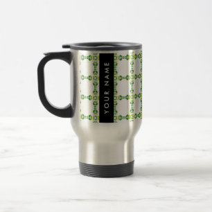 Taza De Viaje Patrón de Hoja, Hojas Verdes, Tu Nombre