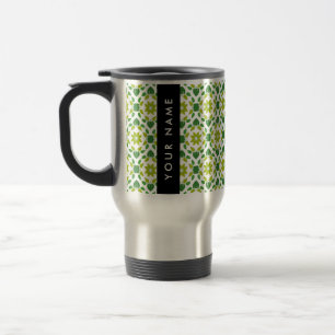 Taza De Viaje Patrón de Hoja, Hojas Verdes, Tu Nombre