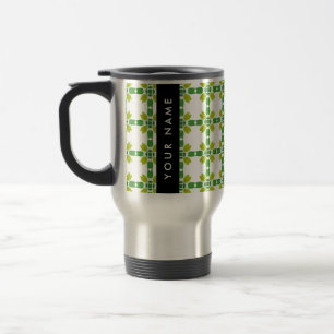 Taza De Viaje Patrón de Hoja, Hojas Verdes, Tu Nombre