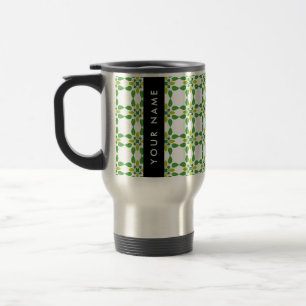 Taza De Viaje Patrón de Hoja, Hojas Verdes, Tu Nombre