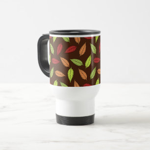 Taza De Viaje Patrón De Hojas, Hojas Coloridas, Hojas De Otoño