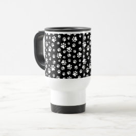 Taza De Viaje Patrón de hojas, pinturas, negro y blanco