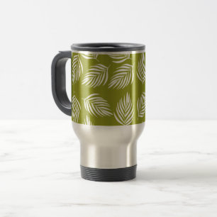 Taza De Viaje Patrón de Hojas Verdes Lima Decorativas
