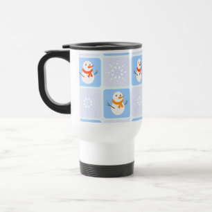 Taza De Viaje Patrón de invierno de snowman y copos de nieve