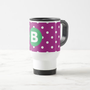 Taza De Viaje Patrón de lunares púrpura Monograma verde