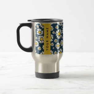 Taza De Viaje Patrón de margaritas, margaritas blancas, su nombr