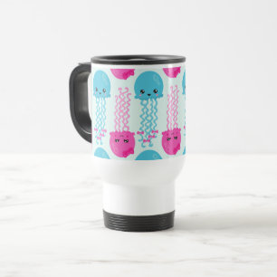 Taza De Viaje Patrón de medusas, medusas cortas, animales marino