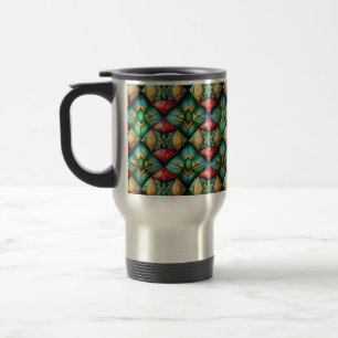 Taza De Viaje Patrón de mosaico geométrico colorido inspirado en