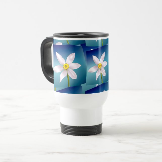 Taza De Viaje Patrón de Narciso Blanco (Anverso izquierdo)