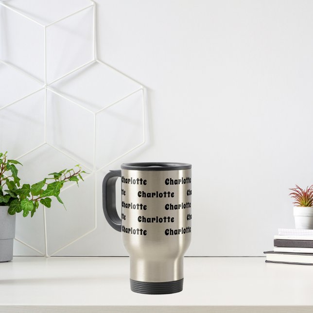 Taza De Viaje Patrón de nombre negro (Subido por el creador)