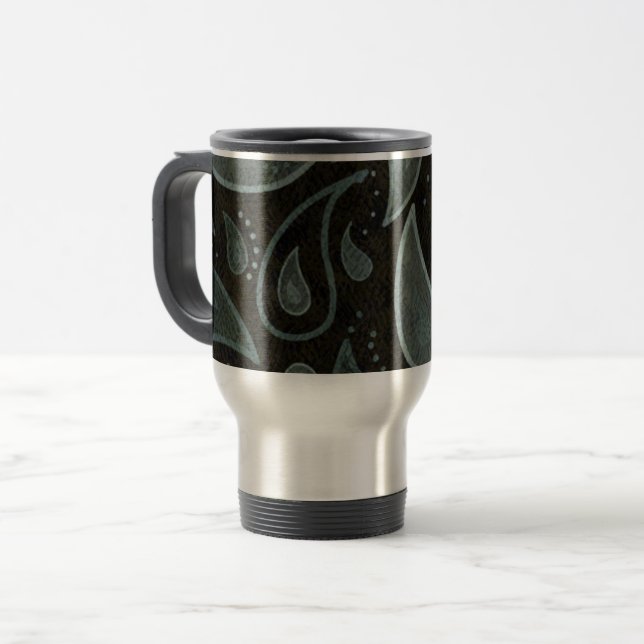Taza De Viaje Patrón de paisley negro y gris (Anverso izquierdo)