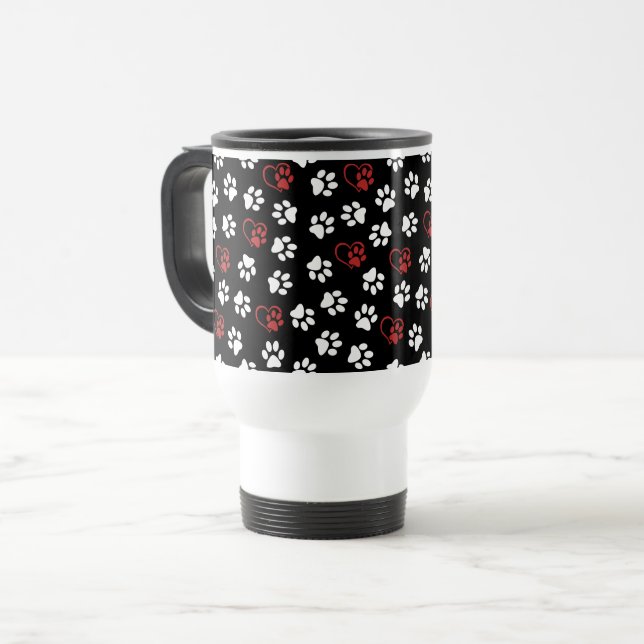 Taza De Viaje Patrón De Patas, Patas Blancas, Patas Rojas, Coraz (Anverso izquierdo)