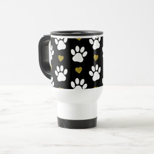 Taza De Viaje Patrón De Patas, Patas De Perro, Patas Blancas, Co