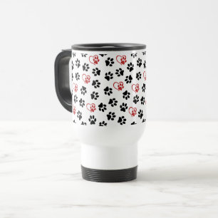 Taza De Viaje Patrón De Patas, Patas Negras, Manos Rojas, Corazo