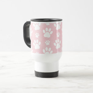 Taza De Viaje Patrón De Paws, Patas Blancas, Colores De Agua, Ro