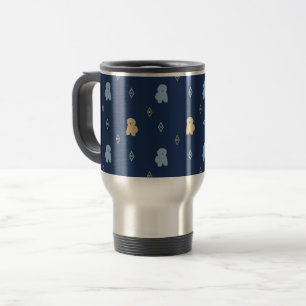 Taza De Viaje Patrón de perro Lhasa Apso fondo azul