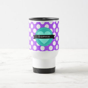 Taza De Viaje Patrón de punto de polka azul morado