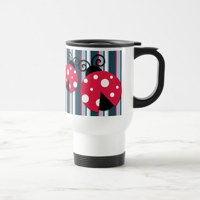 Taza De Viaje Patrón de rayas azules blancas rojas (Derecha)