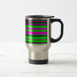 Taza De Viaje Patrón de rayas color negro verde rosado caliente