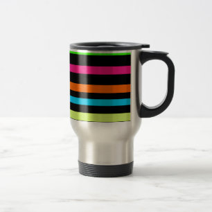 Taza De Viaje Patrón de rayas neón