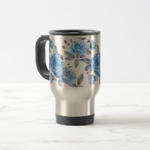 Taza De Viaje Patrón de rosa azul Pastel