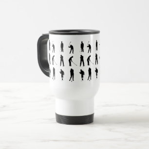 Taza De Viaje Patrón de silueta de posiciones de golfistas