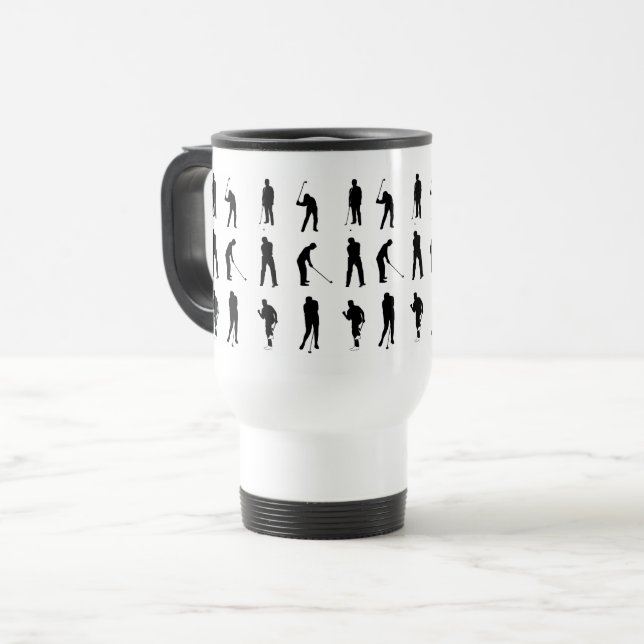 Taza De Viaje Patrón de silueta de posiciones de golfistas (Anverso izquierdo)