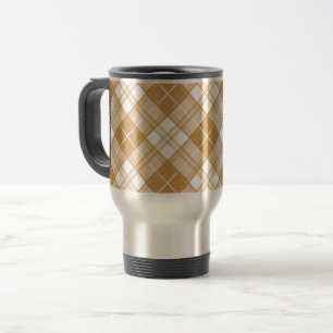 Taza De Viaje Patrón de tartán blanco marrón yxuat9