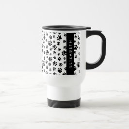 Taza De Viaje Patrón de traza, garras de perro, negro y blanco,