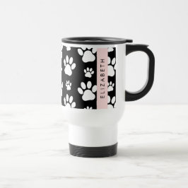 Taza De Viaje Patrón de traza, garras de perro, negro y blanco, 