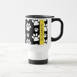 Taza De Viaje Patrón de traza, garras de perro, negro y blanco,