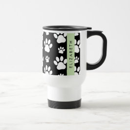 Taza De Viaje Patrón de traza, garras de perro, negro y blanco,