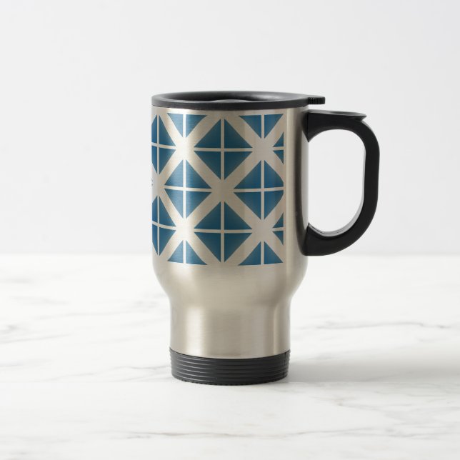 Taza De Viaje Patrón de triángulo de moda azul (Derecha)