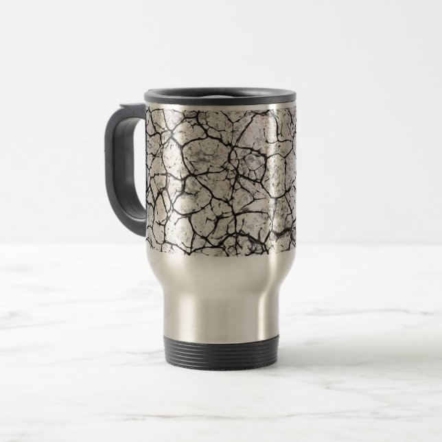 Taza De Viaje Patrón Digital de Mármol Agrietado (Anverso izquierdo)