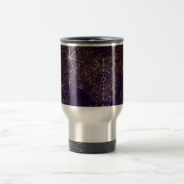 Taza De Viaje Patrón elegante de oro y morado floral de Mandala