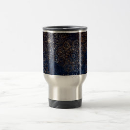 Taza De Viaje Patrón elegante dorado y azul oscuro de Mandala