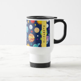 Taza De Viaje Patrón espacial, planetas, estrellas, cosmos, tu n