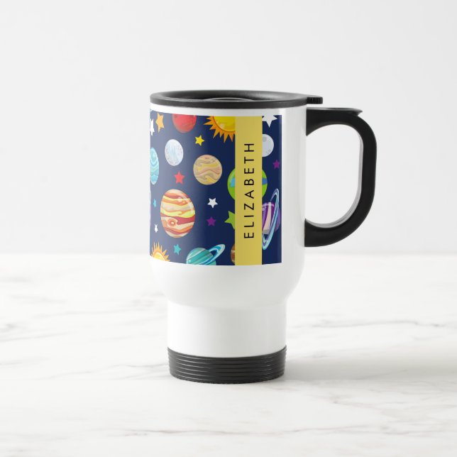 Taza De Viaje Patrón espacial, planetas, estrellas, cosmos, tu n (Derecha)