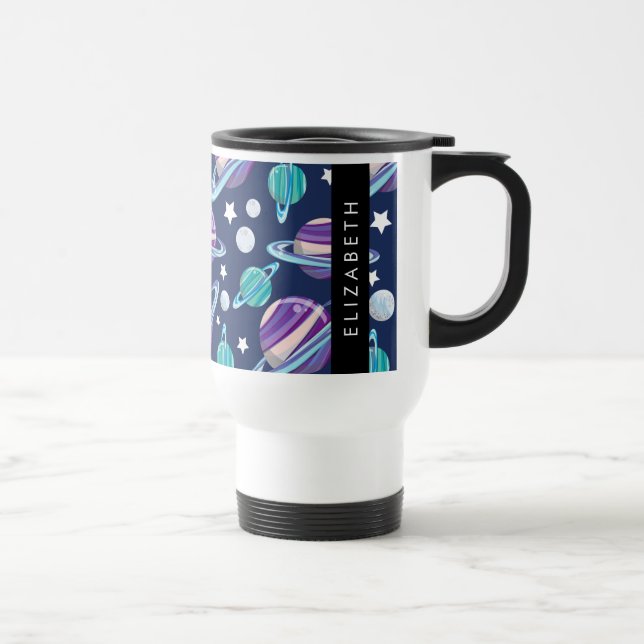 Taza De Viaje Patrón espacial, planetas, estrellas, galaxia, tu  (Derecha)