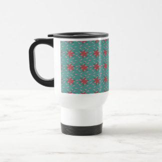 Taza De Viaje patrón floral de coral tropical sobre azul verde