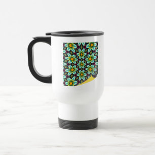 Taza De Viaje Patrón floral de estrellas verdes