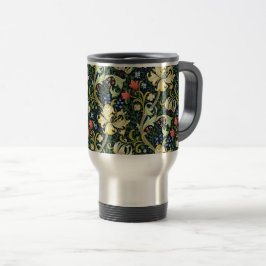 Taza De Viaje Patrón floral de Lirio Dorado Vintage William Morr