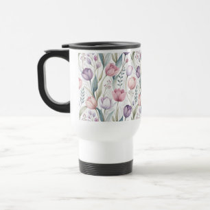 Taza De Viaje Patrón floral de tulipano escandinavo